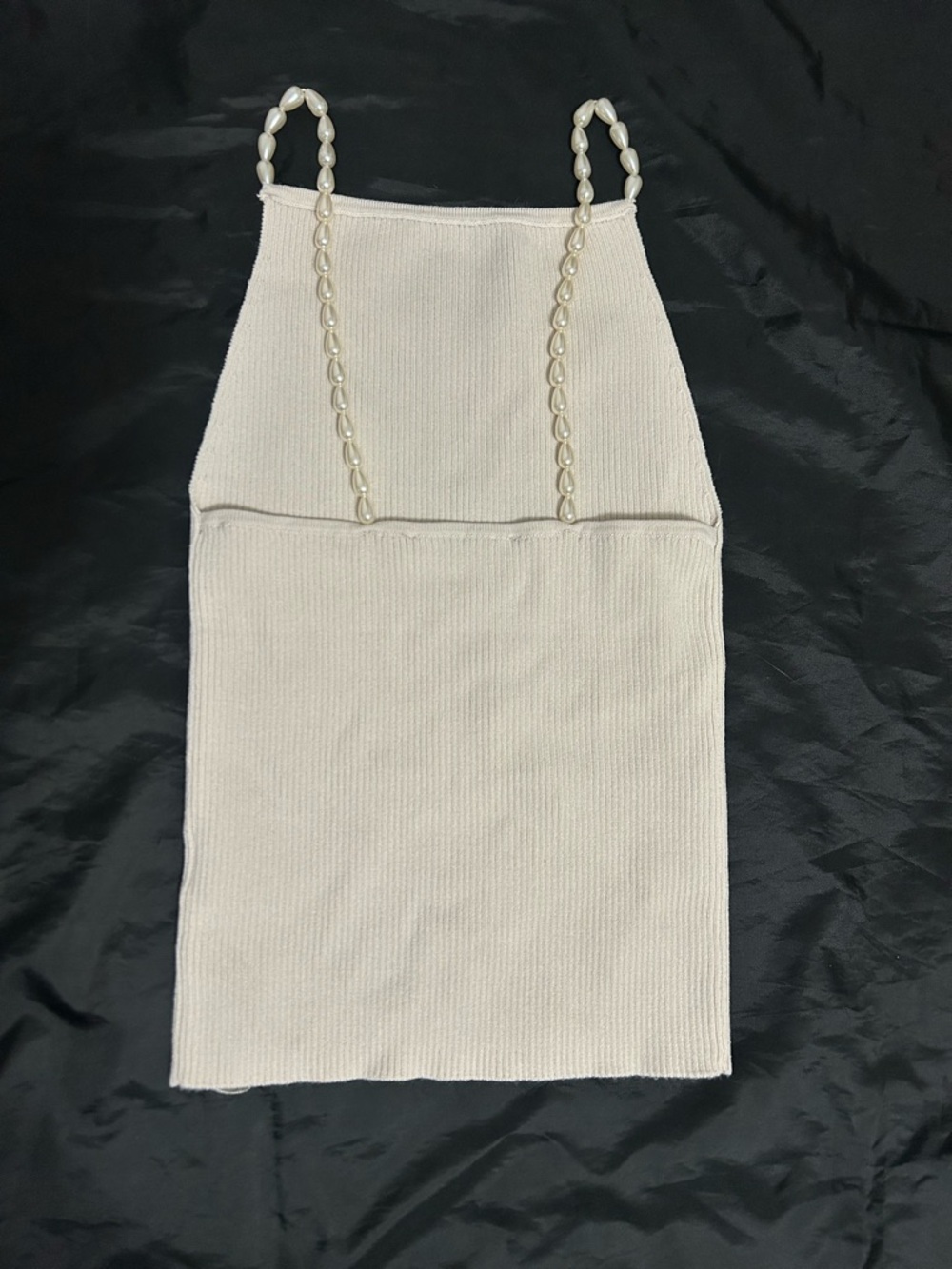 House of Harlow 1960 Pearl-strap Knit Tank - Cream SIZE XS